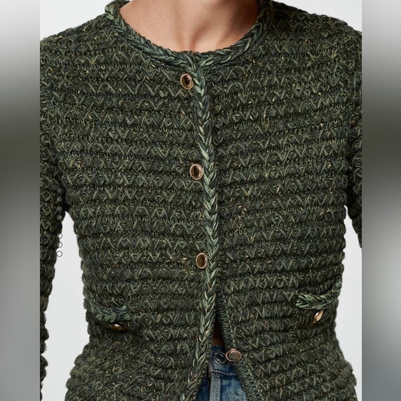 Mango Lurex chunky-knit cardigan green - Picture 4 of 8